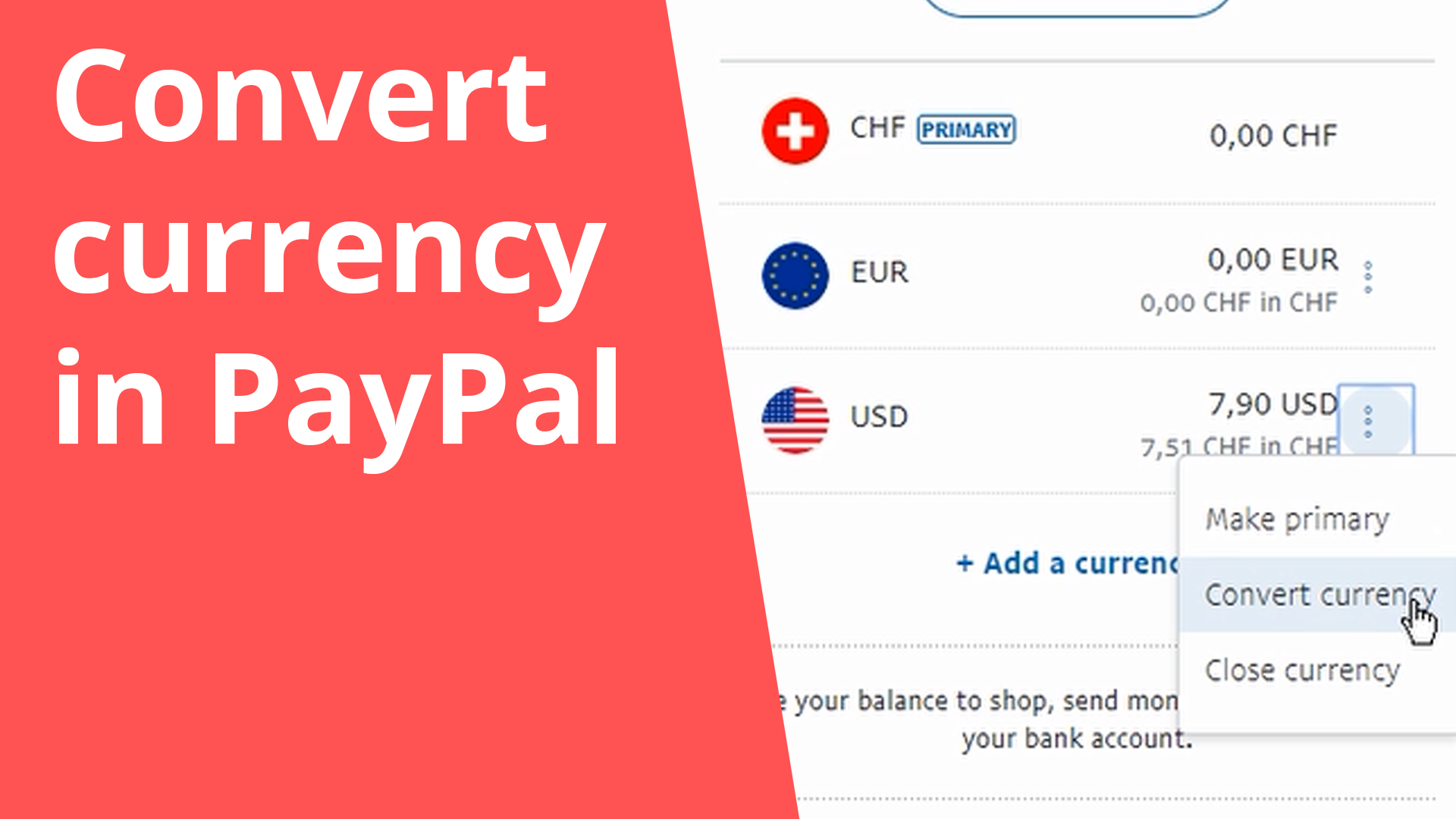 Convert currency in PayPal