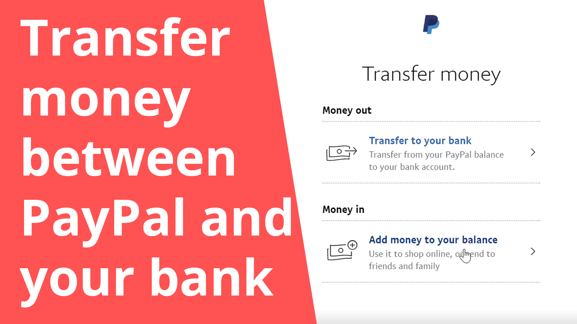 Transfer money between PayPal and your bank account